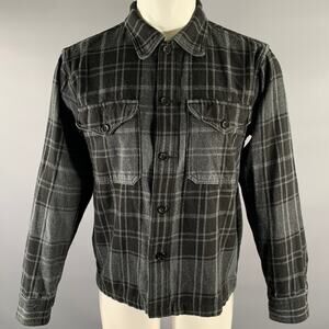 BUCK MASON Size M Grey Black Plaid Cotton Cropped Long Sleeve Shirt